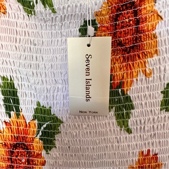 Seven Islands Women's White Sunflower Sparkle Dress - Picture 8 of 9